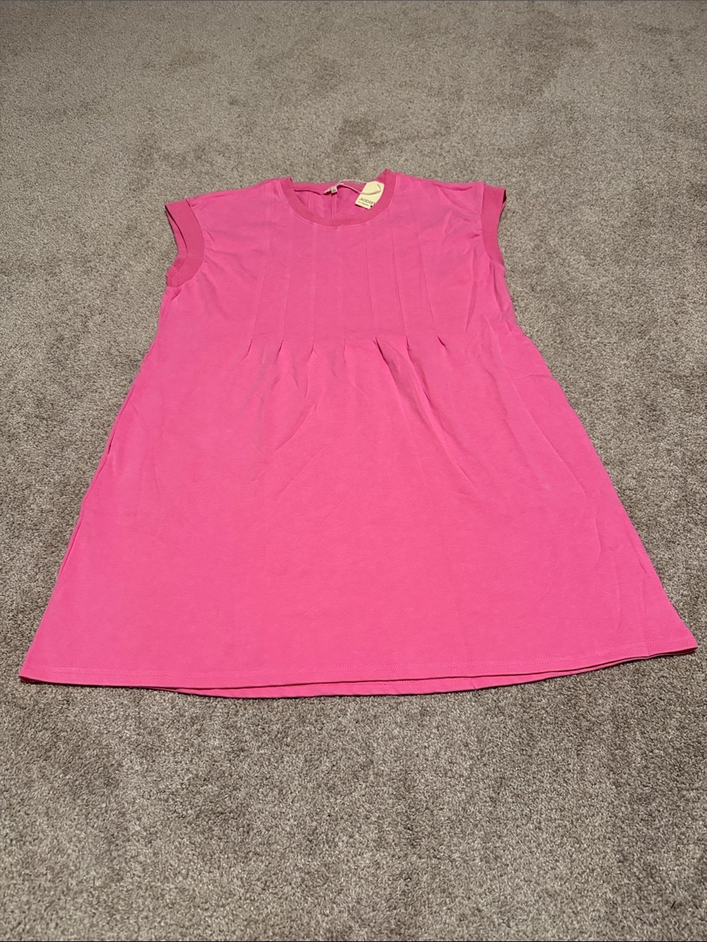 Jodifl Women’s Pink Cap-Sleeve Pleated Knit Dress